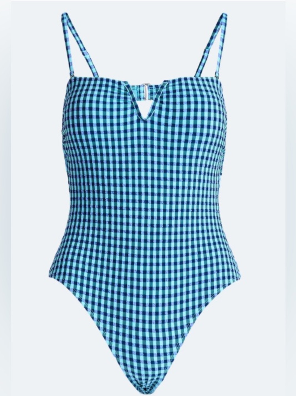 Free Assembly Checkered One Piece Swimsuit Seersucker Fabric,  Women's M 8-10